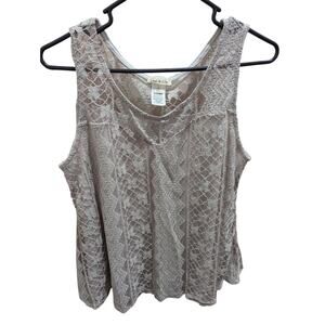 Emi & Joe Women's Size Large Cream Overlay Lace Tank Top Sleeveless Shirt EUC